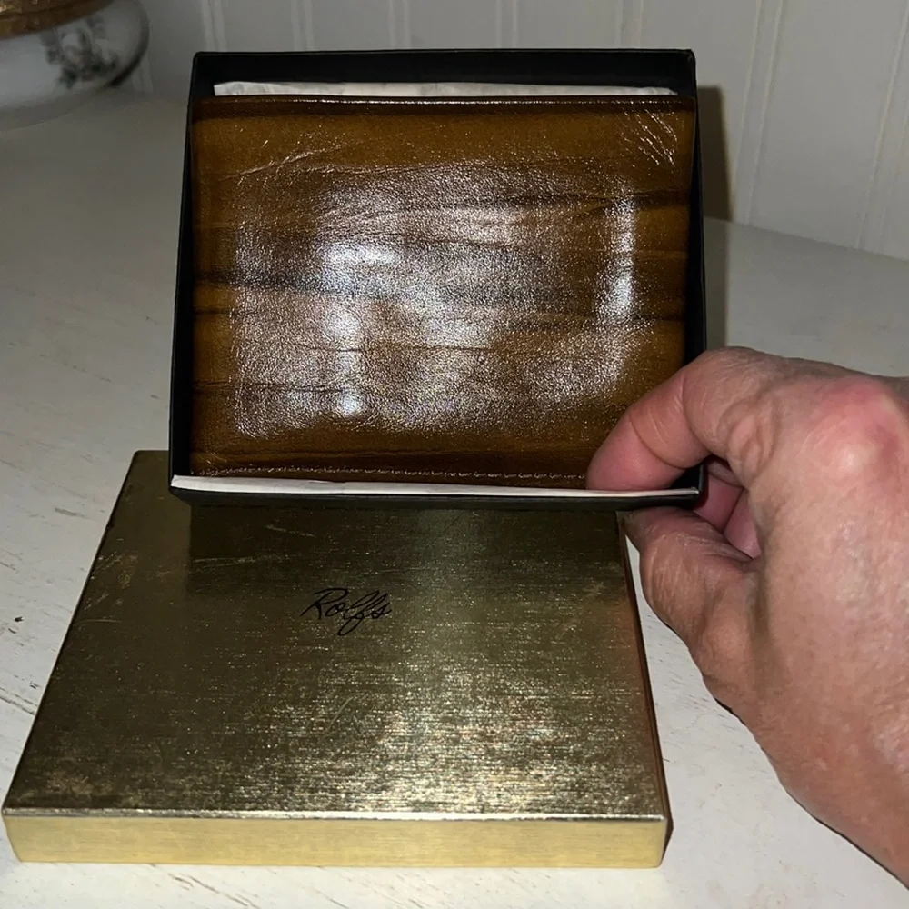 Vintage NEW Rolf’s cowhide leather wallet brown marble